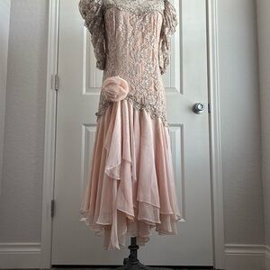 Cachet Pink Lace Dress with Floral Detail